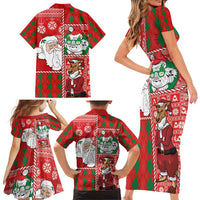 Australian Christmas Family Matching Short Sleeve Bodycon Dress and Hawaiian Shirt - Santa Koala Kangaroo and Holiday Cheer - Wonder Print Shop
