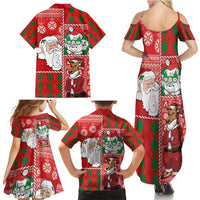 Australian Christmas Family Matching Summer Maxi Dress and Hawaiian Shirt - Santa Koala Kangaroo and Holiday Cheer - Wonder Print Shop