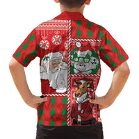 Australian Christmas Family Matching Tank Maxi Dress and Hawaiian Shirt - Santa Koala Kangaroo and Holiday Cheer - Wonder Print Shop