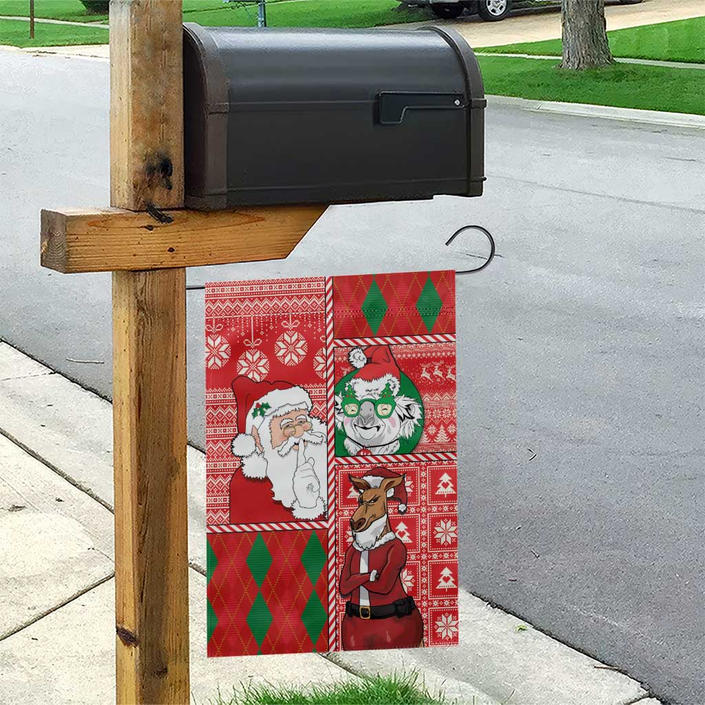 Australian Christmas Garden Flag - Santa Koala Kangaroo and Holiday Cheer - Wonder Print Shop