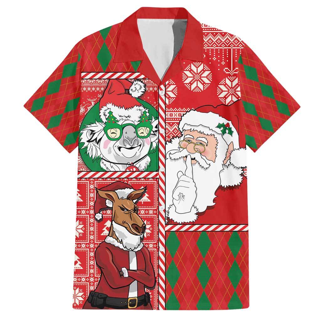 Australian Christmas Hawaiian Shirt - Santa Koala Kangaroo and Holiday Cheer - Wonder Print Shop