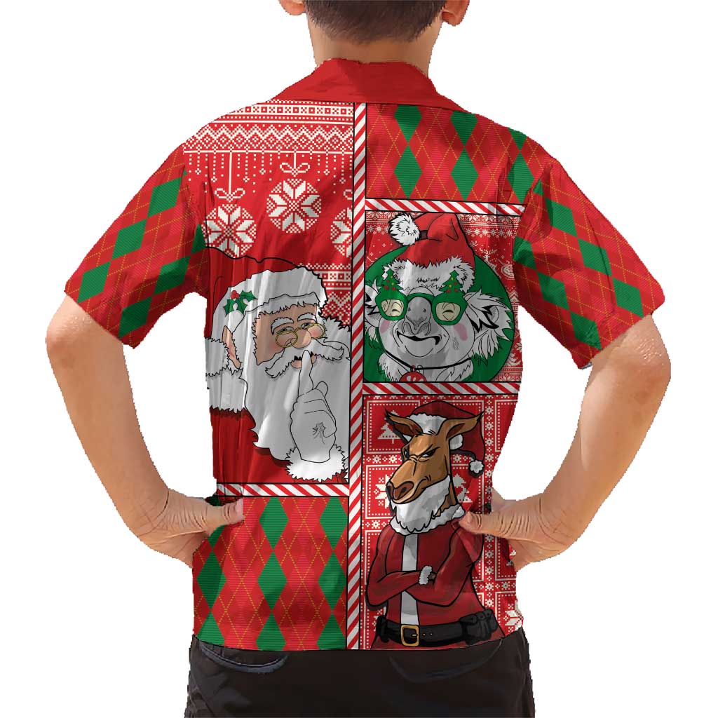 Australian Christmas Hawaiian Shirt - Santa Koala Kangaroo and Holiday Cheer - Wonder Print Shop