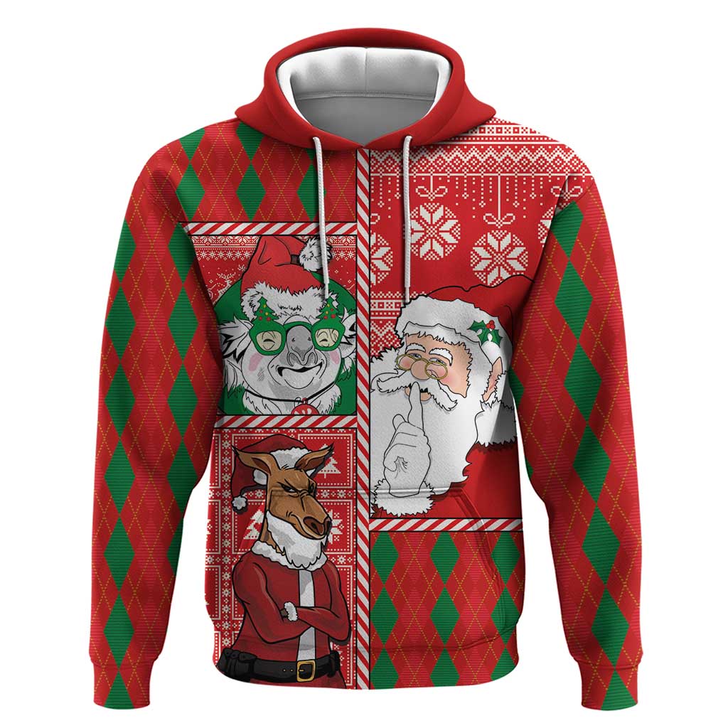 Australian Christmas Hoodie - Santa Koala Kangaroo and Holiday Cheer - Wonder Print Shop