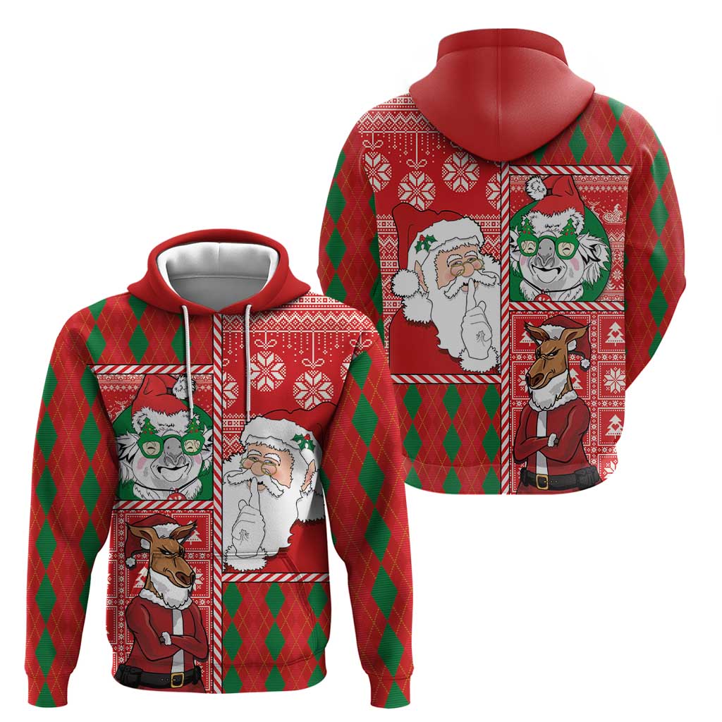 Australian Christmas Hoodie - Santa Koala Kangaroo and Holiday Cheer - Wonder Print Shop