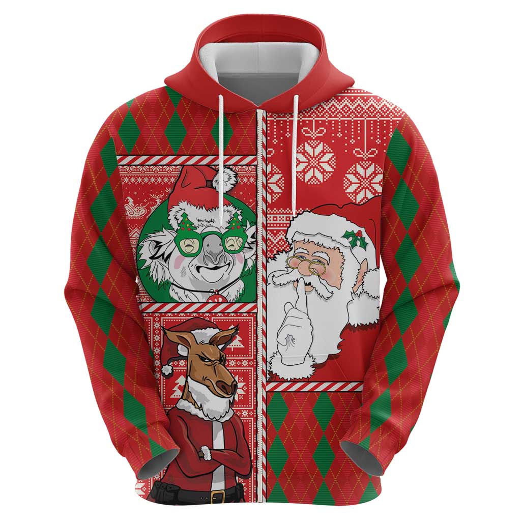 Australian Christmas Hoodie - Santa Koala Kangaroo and Holiday Cheer - Wonder Print Shop