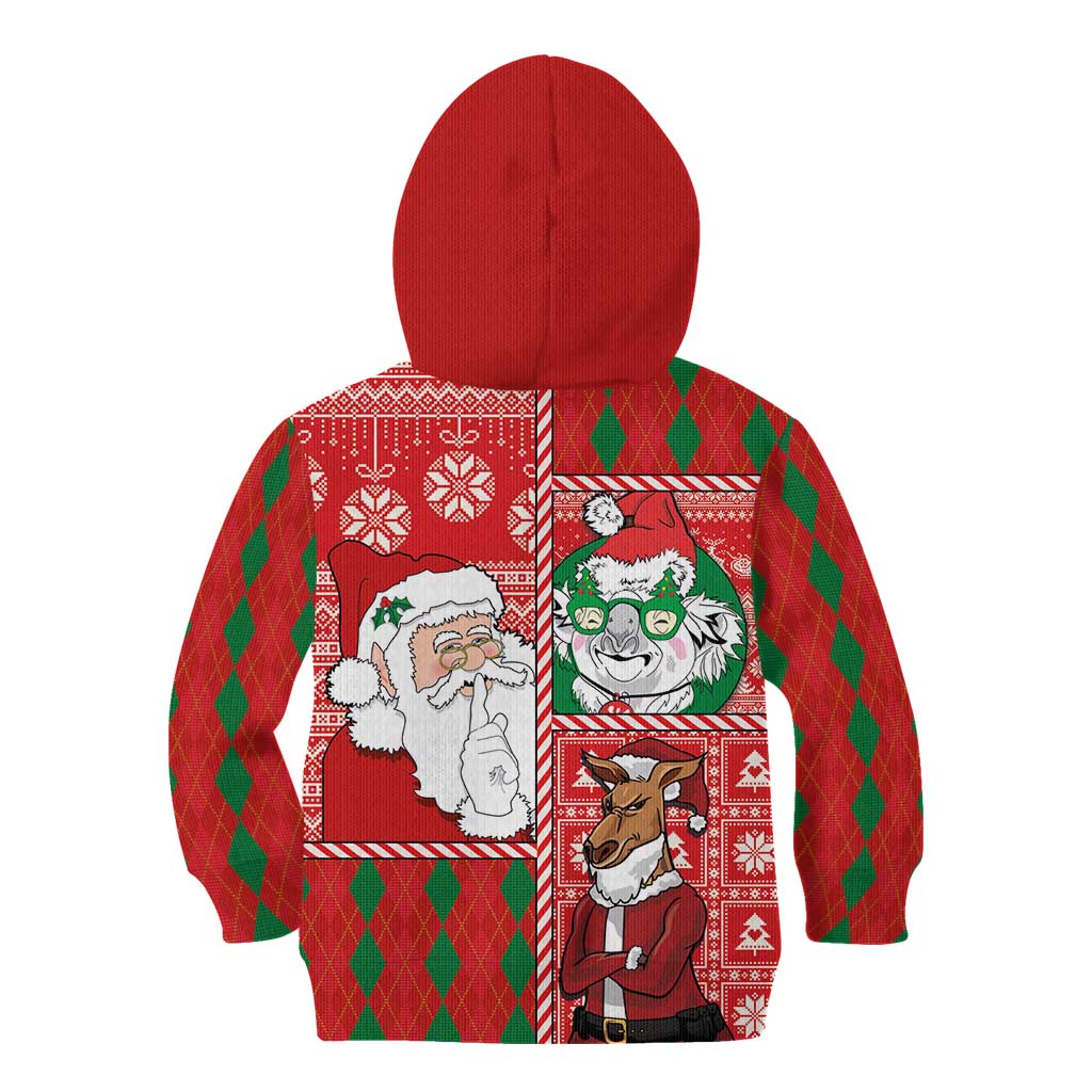Australian Christmas Kid Hoodie - Santa Koala Kangaroo and Holiday Cheer - Wonder Print Shop