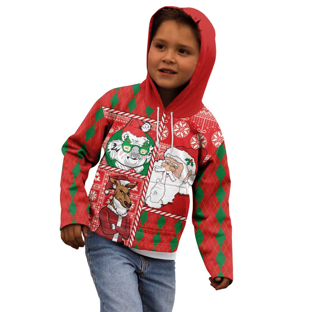 Australian Christmas Kid Hoodie - Santa Koala Kangaroo and Holiday Cheer - Wonder Print Shop