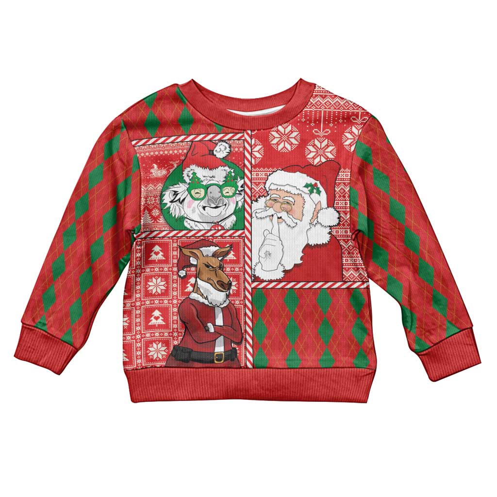 Australian Christmas Kid Ugly Christmas Sweater - Santa Koala Kangaroo and Holiday Cheer - Wonder Print Shop