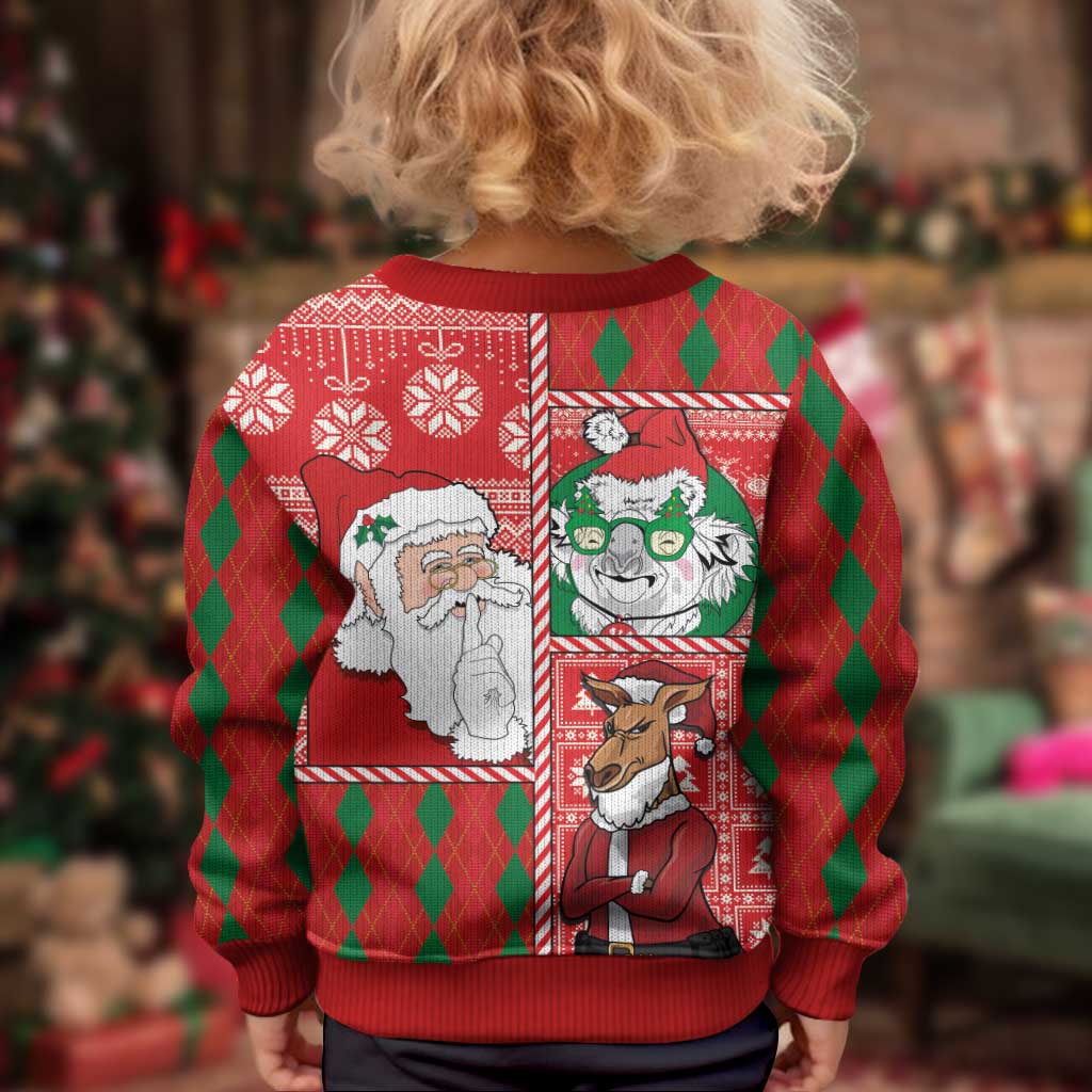 Australian Christmas Kid Ugly Christmas Sweater - Santa Koala Kangaroo and Holiday Cheer - Wonder Print Shop