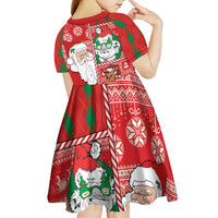 Australian Christmas Kid Short Sleeve Dress - Santa Koala Kangaroo and Holiday Cheer - Wonder Print Shop