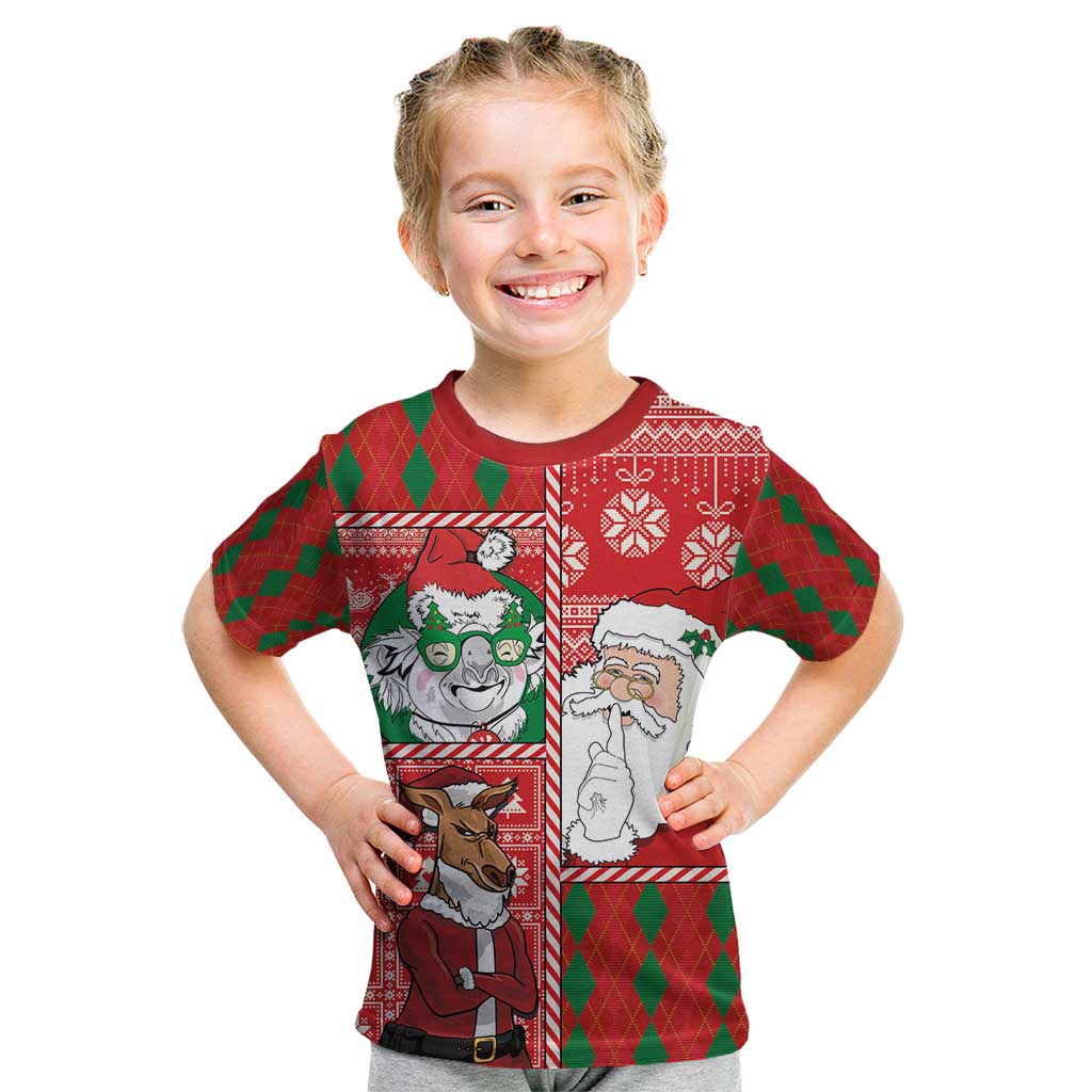 Australian Christmas Kid T Shirt - Santa Koala Kangaroo and Holiday Cheer - Wonder Print Shop