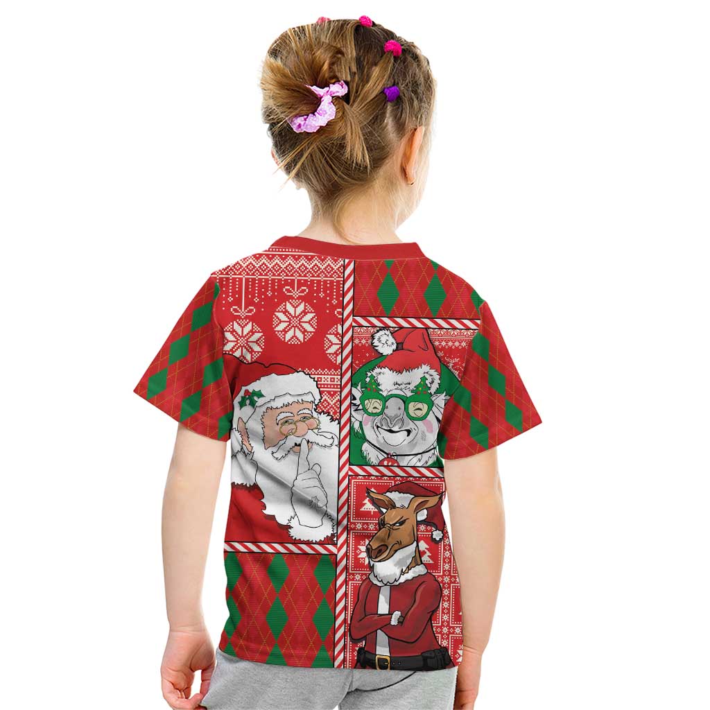 Australian Christmas Kid T Shirt - Santa Koala Kangaroo and Holiday Cheer - Wonder Print Shop