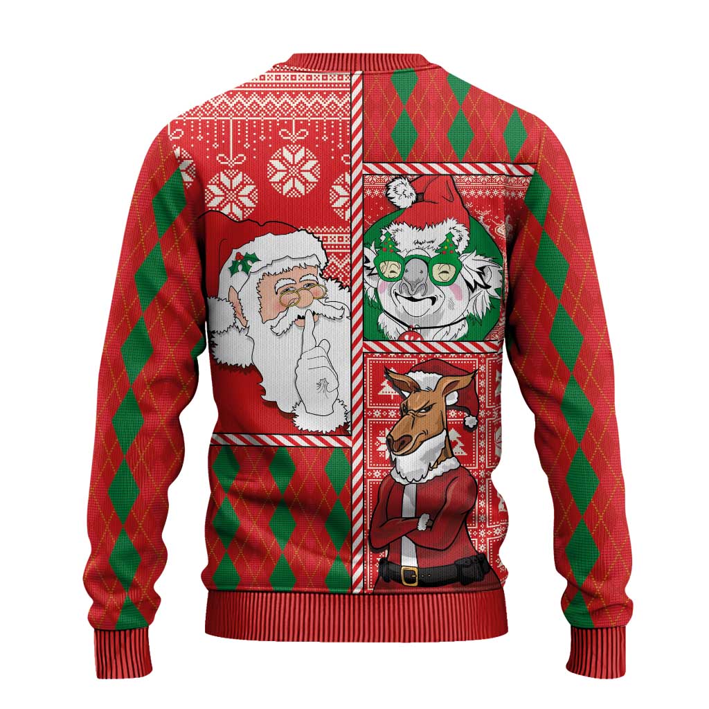 Australian Christmas Ugly Christmas Sweater - Santa Koala Kangaroo and Holiday Cheer - Wonder Print Shop
