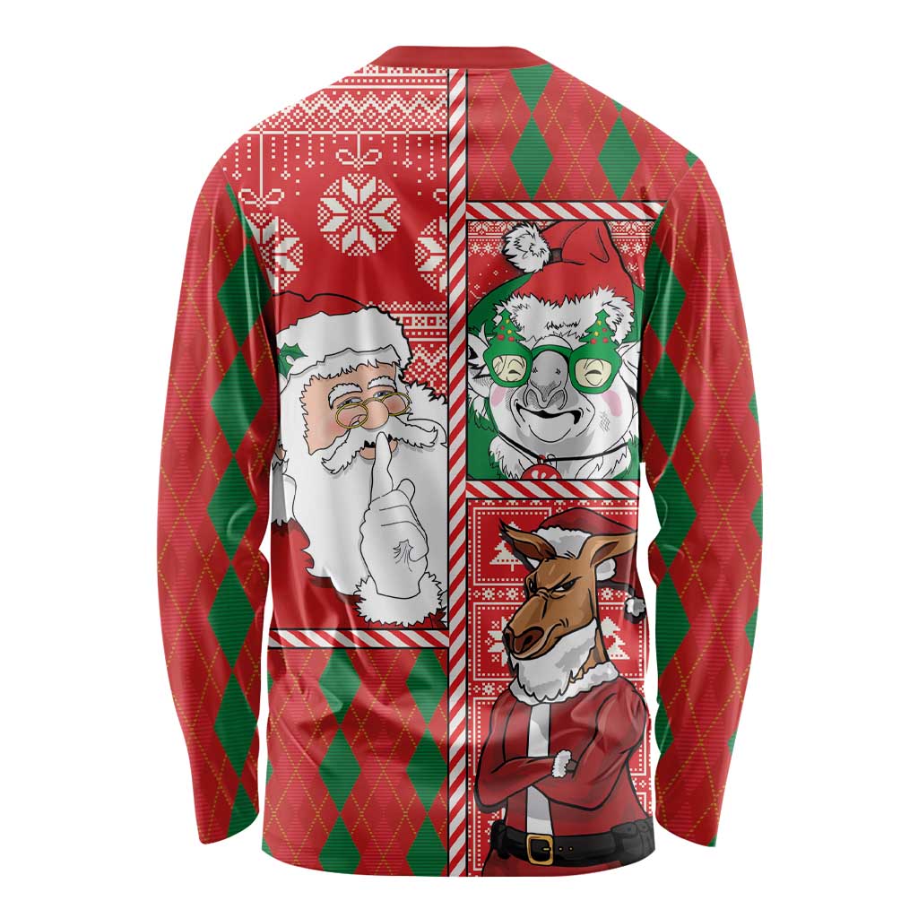 Australian Christmas Long Sleeve Shirt - Santa Koala Kangaroo and Holiday Cheer - Wonder Print Shop