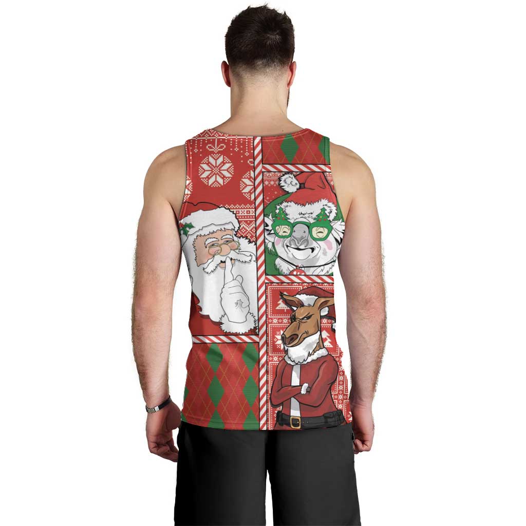 Australian Christmas Men Tank Top - Santa Koala Kangaroo and Holiday Cheer - Wonder Print Shop