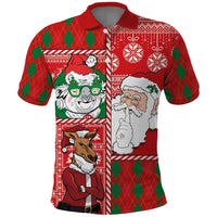 Australian Christmas Polo Shirt - Santa Koala Kangaroo and Holiday Cheer - Wonder Print Shop