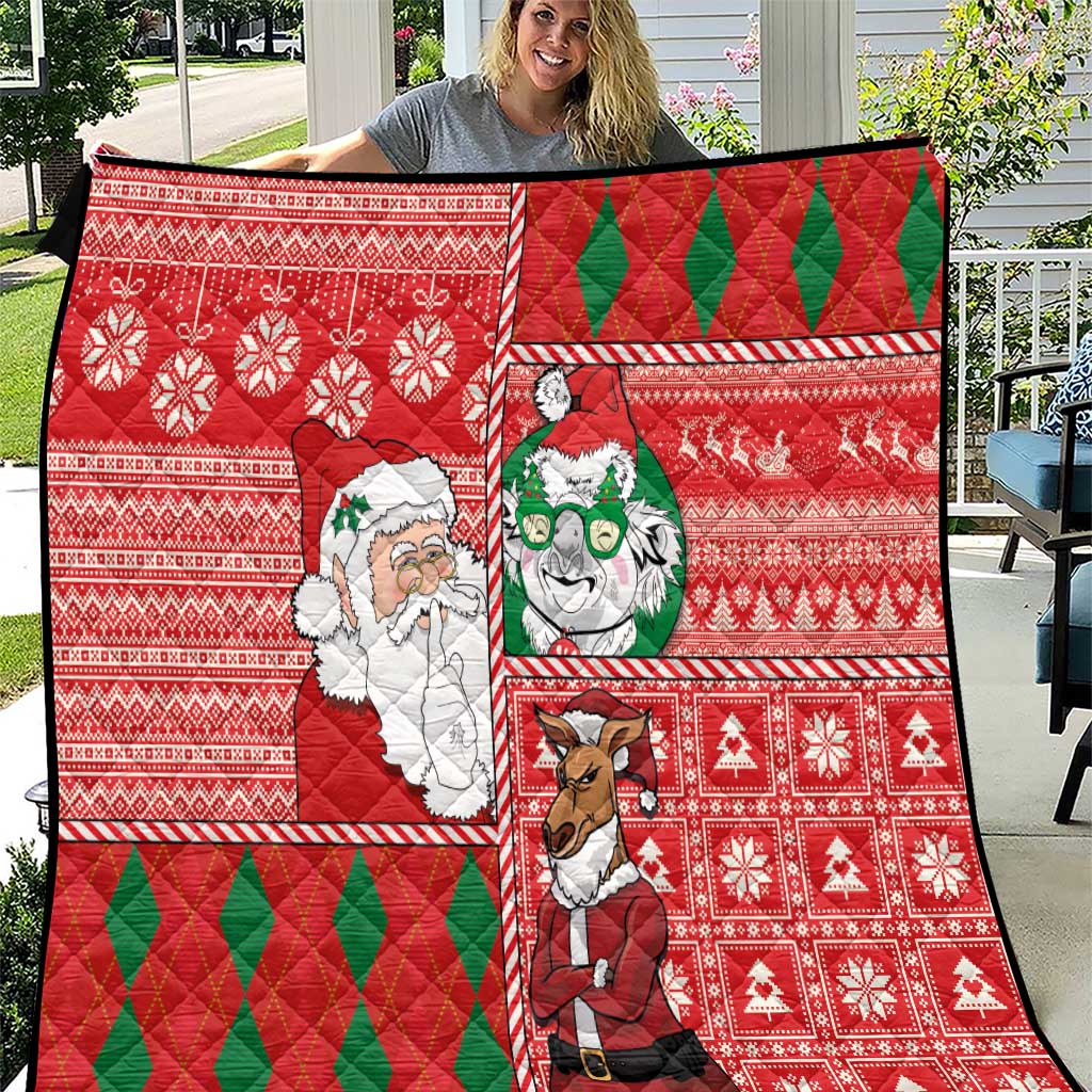 Australian Christmas Quilt - Santa Koala Kangaroo and Holiday Cheer - Wonder Print Shop