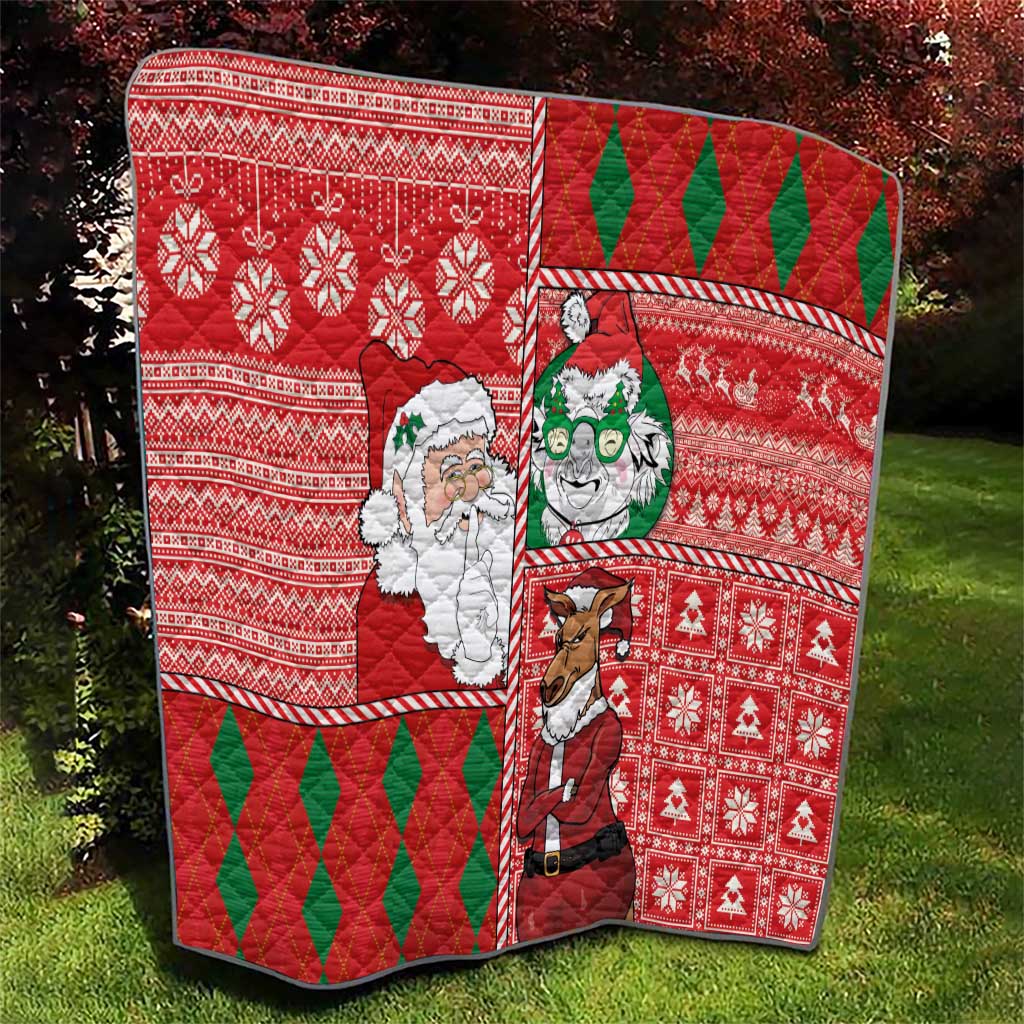 Australian Christmas Quilt - Santa Koala Kangaroo and Holiday Cheer - Wonder Print Shop