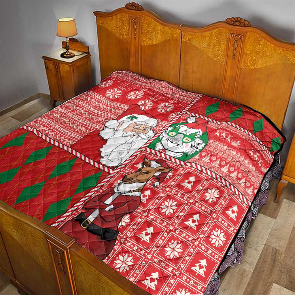 Australian Christmas Quilt - Santa Koala Kangaroo and Holiday Cheer - Wonder Print Shop
