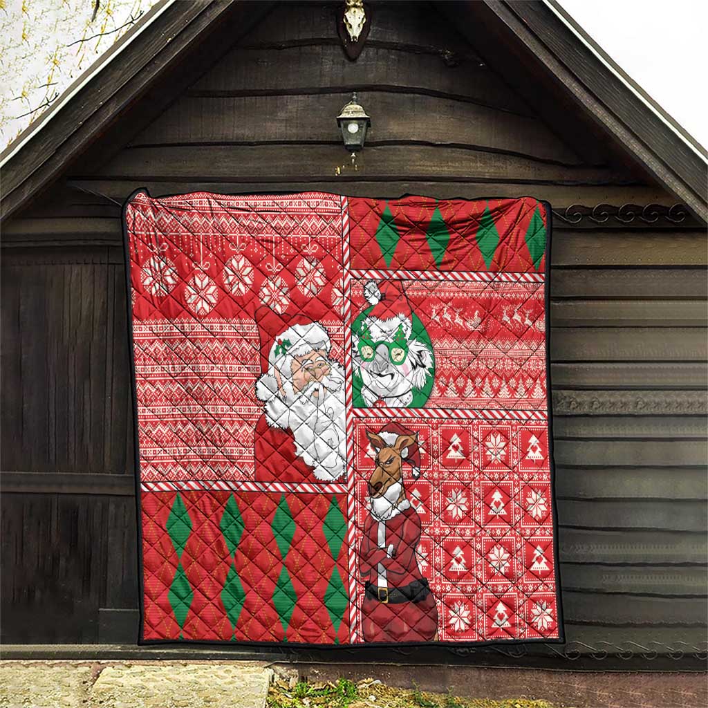 Australian Christmas Quilt - Santa Koala Kangaroo and Holiday Cheer - Wonder Print Shop