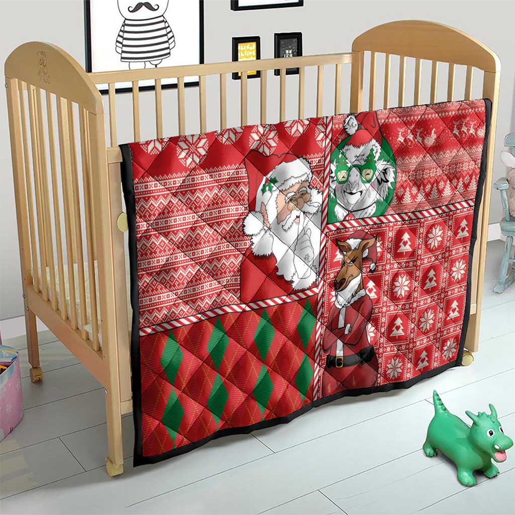 Australian Christmas Quilt - Santa Koala Kangaroo and Holiday Cheer - Wonder Print Shop