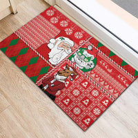 Australian Christmas Rubber Doormat - Santa Koala Kangaroo and Holiday Cheer - Wonder Print Shop