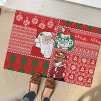 Australian Christmas Rubber Doormat - Santa Koala Kangaroo and Holiday Cheer - Wonder Print Shop