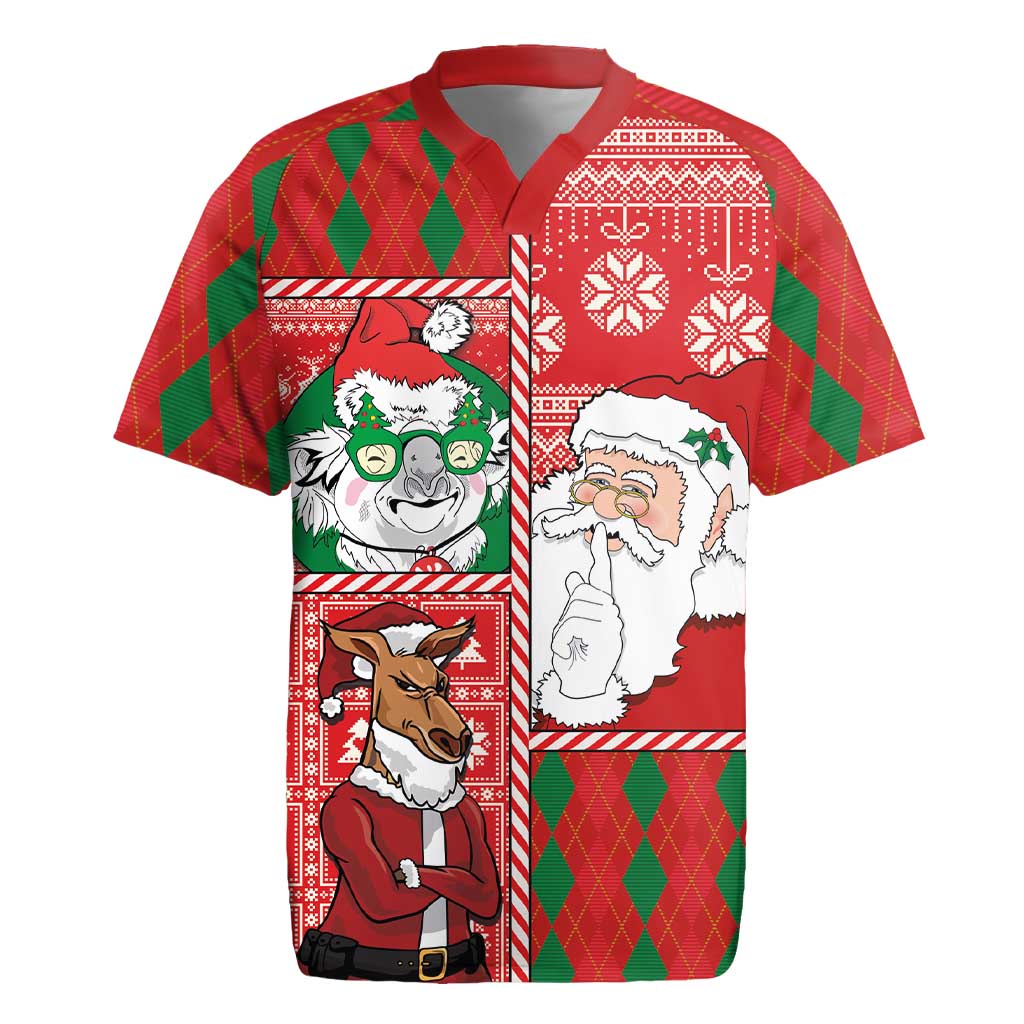 Australian Christmas Rugby Jersey - Santa Koala Kangaroo and Holiday Cheer - Wonder Print Shop