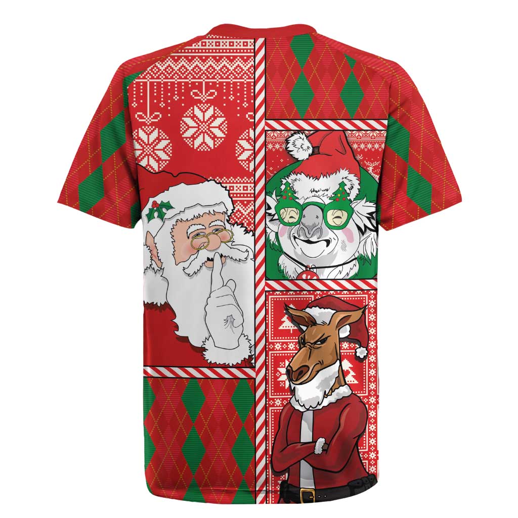Australian Christmas Rugby Jersey - Santa Koala Kangaroo and Holiday Cheer - Wonder Print Shop
