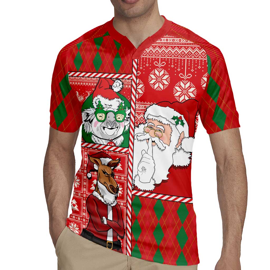 Australian Christmas Rugby Jersey - Santa Koala Kangaroo and Holiday Cheer - Wonder Print Shop