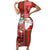 Australian Christmas Short Sleeve Bodycon Dress - Santa Koala Kangaroo and Holiday Cheer - Wonder Print Shop