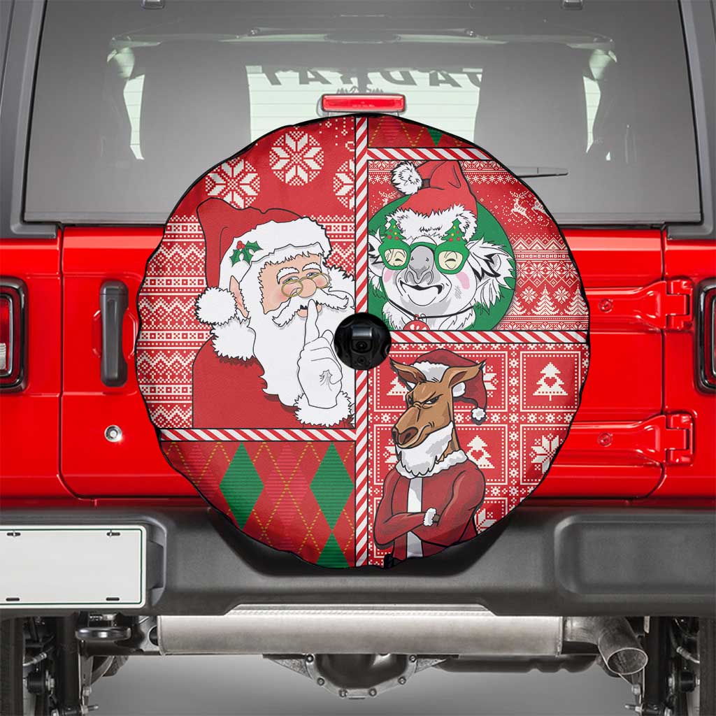 Australian Christmas Spare Tire Cover - Santa Koala Kangaroo and Holiday Cheer - Wonder Print Shop