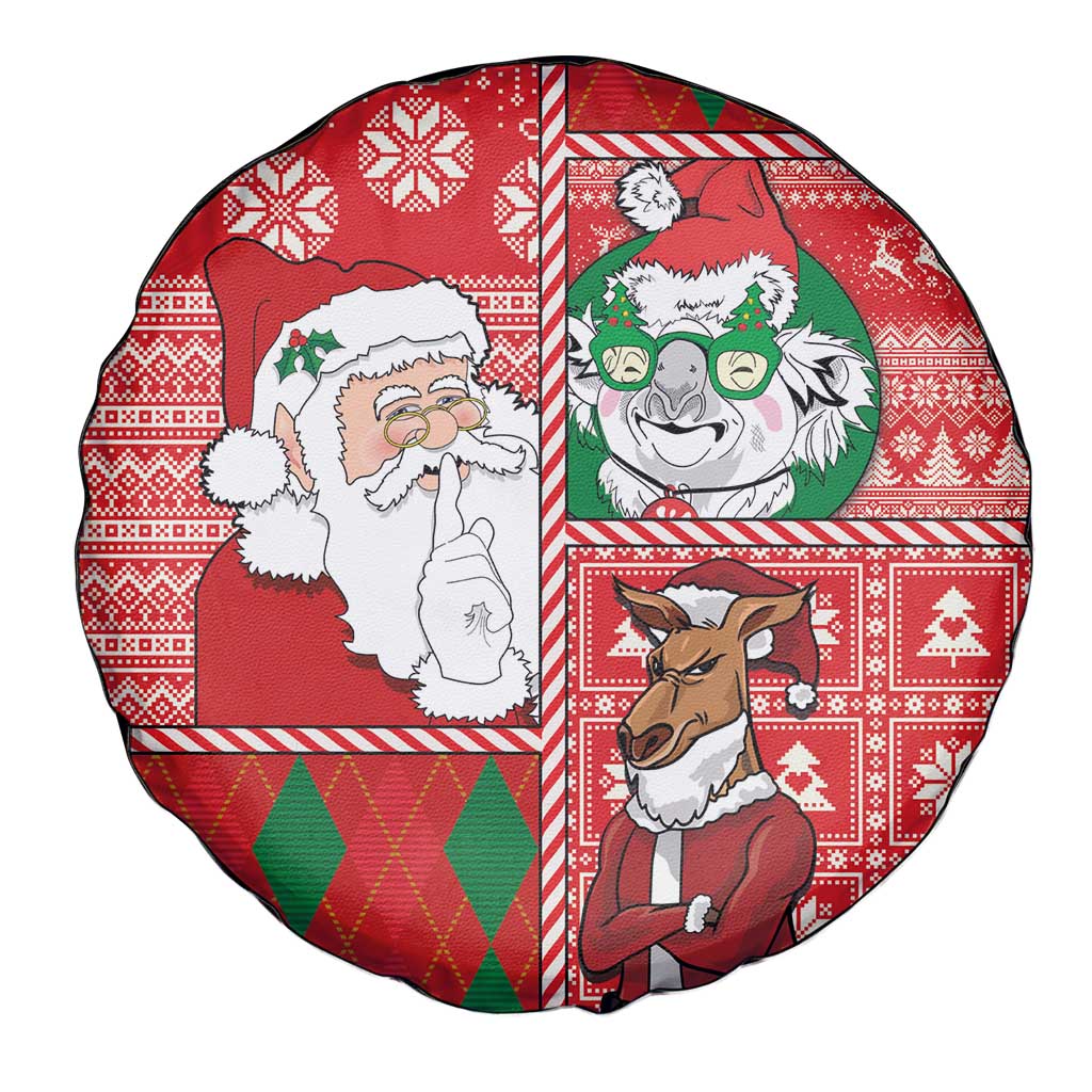 Australian Christmas Spare Tire Cover - Santa Koala Kangaroo and Holiday Cheer - Wonder Print Shop
