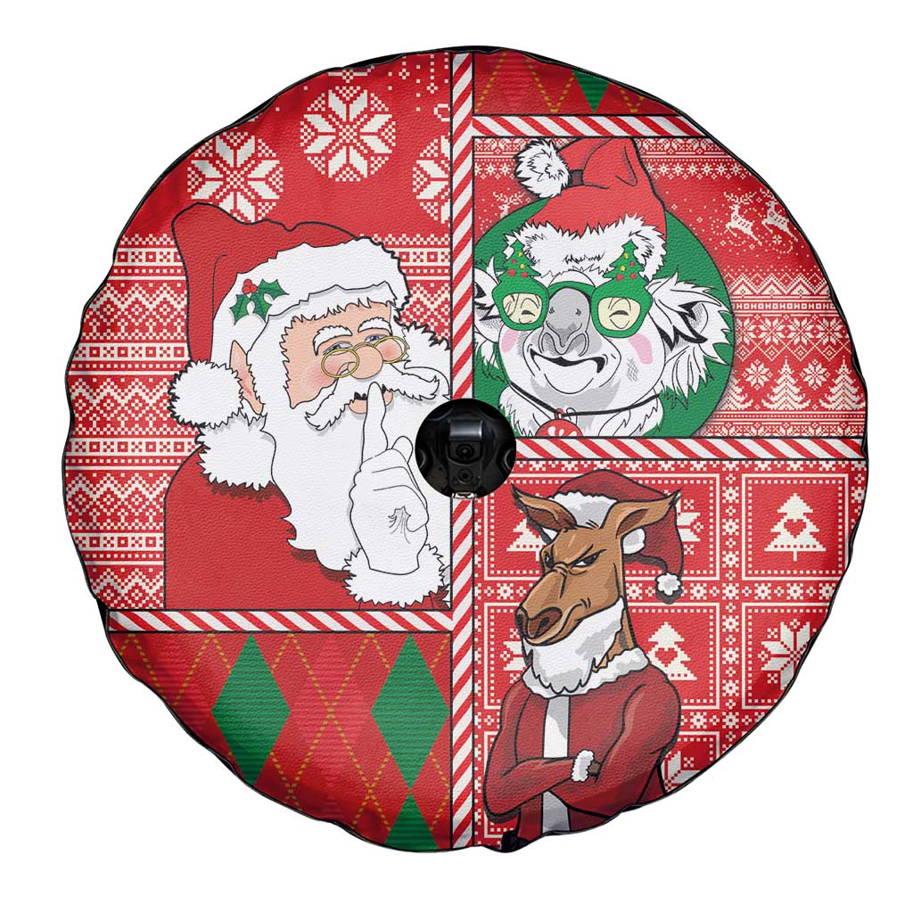 Australian Christmas Spare Tire Cover - Santa Koala Kangaroo and Holiday Cheer - Wonder Print Shop