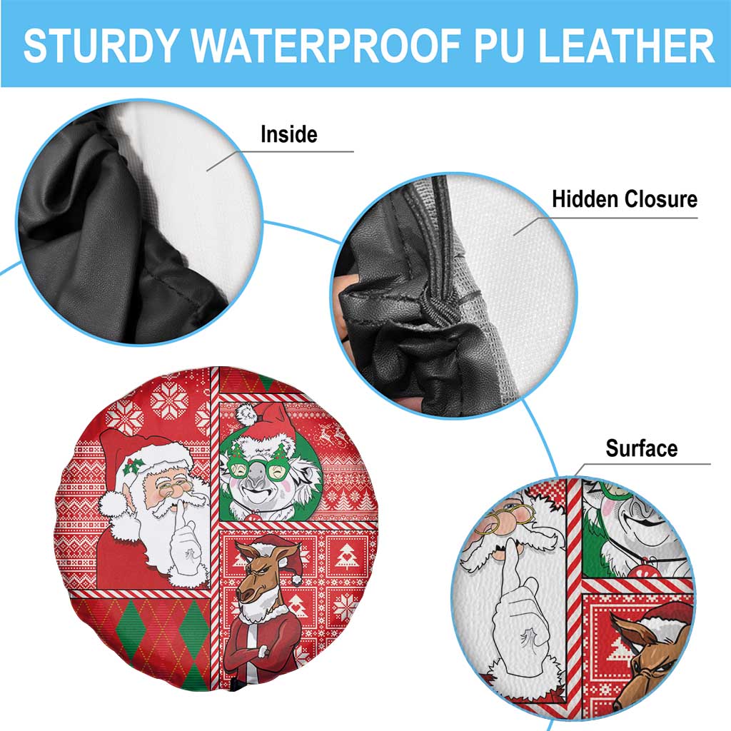 Australian Christmas Spare Tire Cover - Santa Koala Kangaroo and Holiday Cheer - Wonder Print Shop