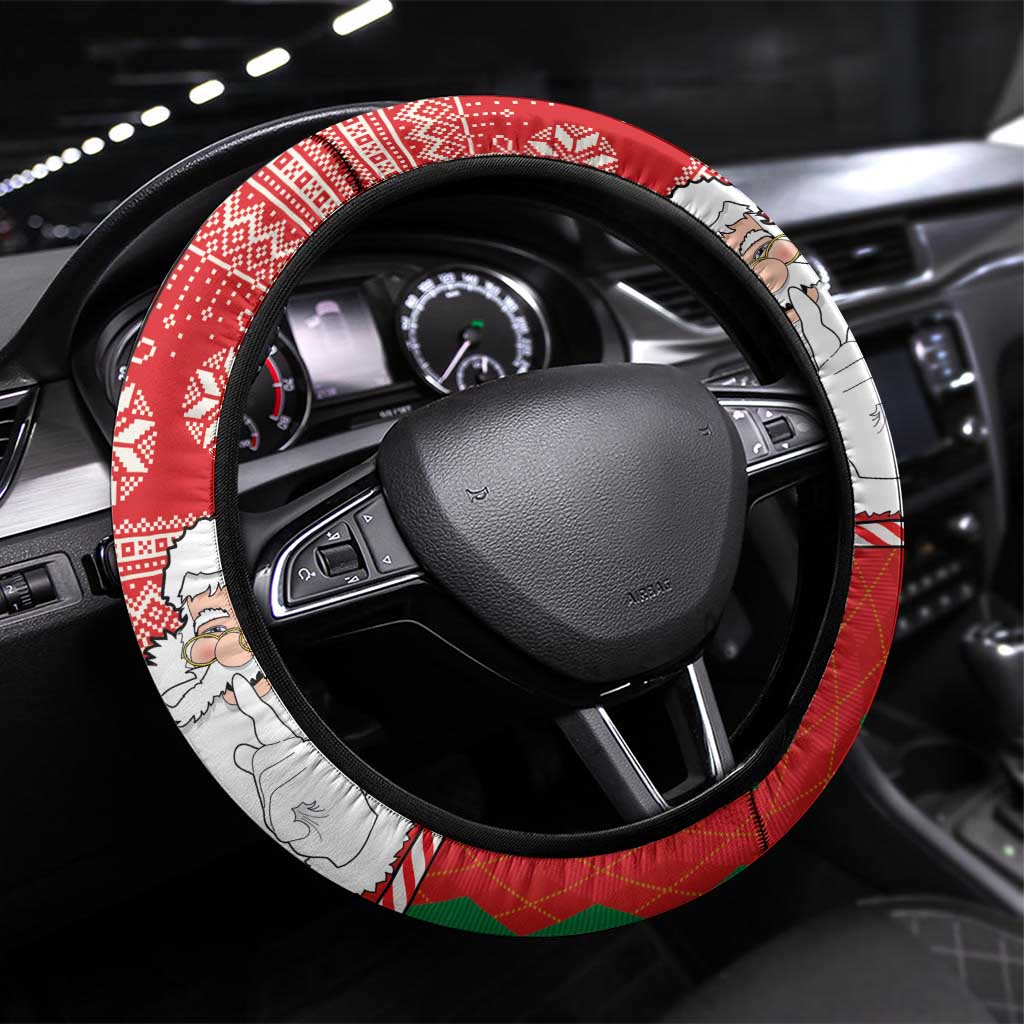 Australian Christmas Steering Wheel Cover - Santa Koala Kangaroo and Holiday Cheer - Wonder Print Shop