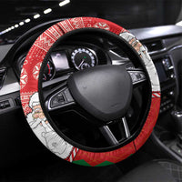 Australian Christmas Steering Wheel Cover - Santa Koala Kangaroo and Holiday Cheer - Wonder Print Shop