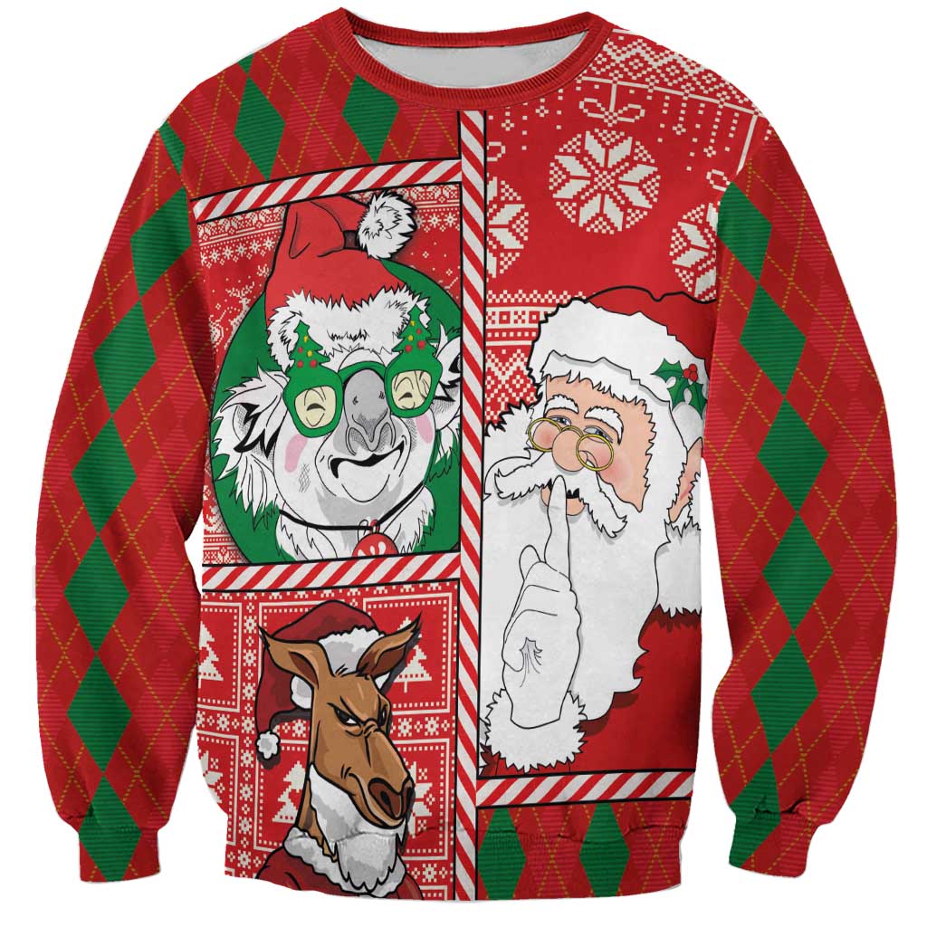 Australian Christmas Sweatshirt - Santa Koala Kangaroo and Holiday Cheer - Wonder Print Shop