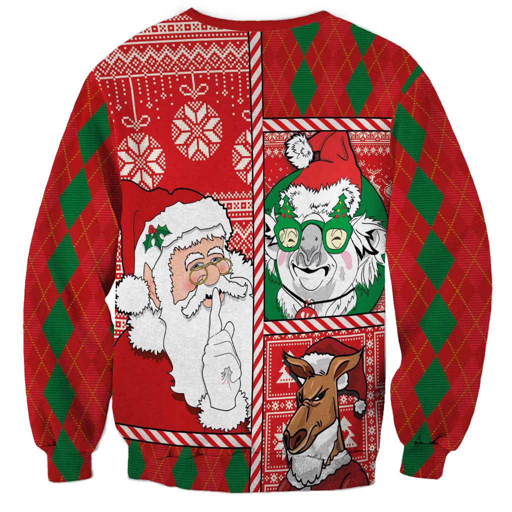 Australian Christmas Sweatshirt - Santa Koala Kangaroo and Holiday Cheer - Wonder Print Shop