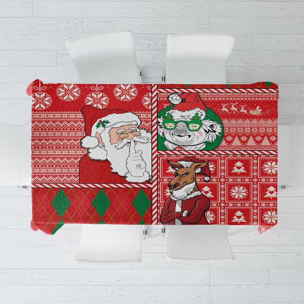 Australian Christmas Tablecloth - Santa Koala Kangaroo and Holiday Cheer - Wonder Print Shop