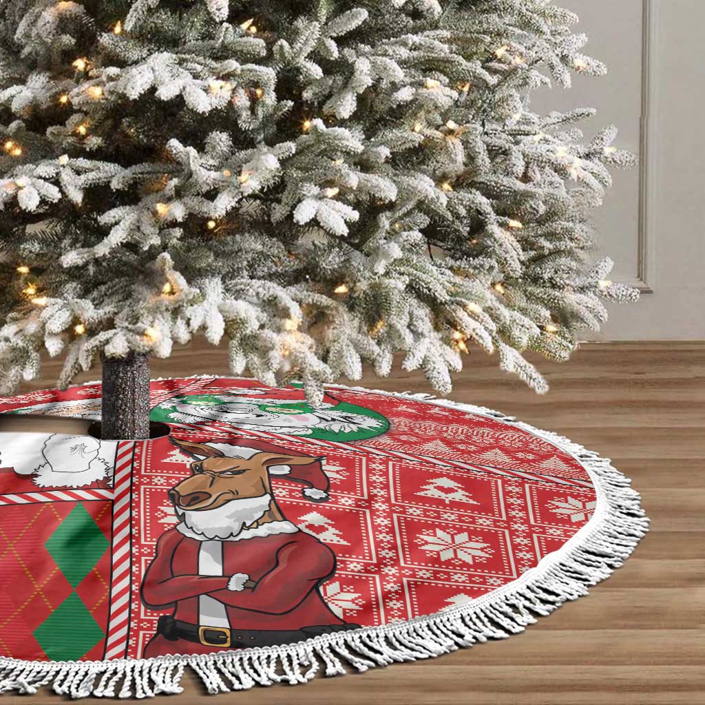 Australian Christmas Tree Skirt - Santa Koala Kangaroo and Holiday Cheer - Wonder Print Shop