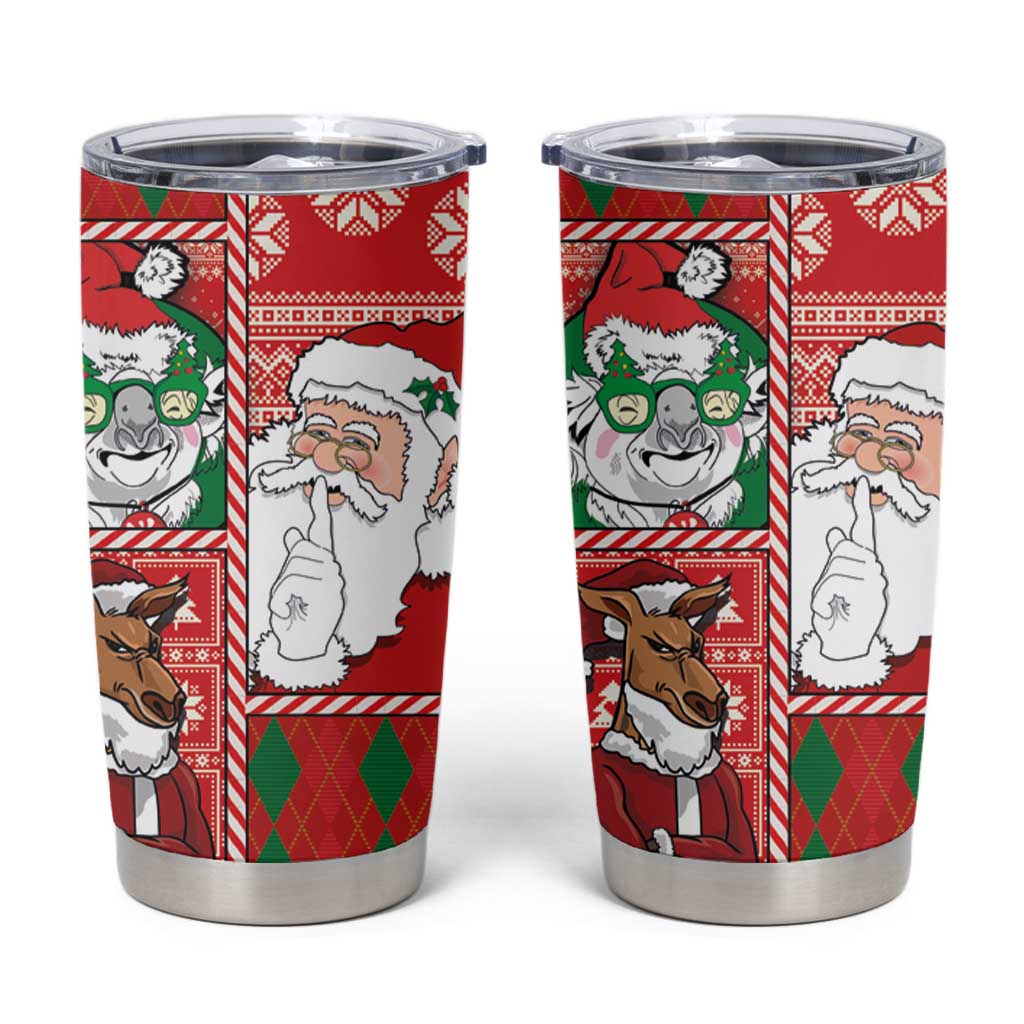 Australian Christmas Tumbler Cup - Santa Koala Kangaroo and Holiday Cheer - Wonder Print Shop