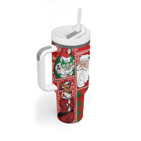 Australian Christmas Tumbler With Handle - Santa Koala Kangaroo and Holiday Cheer - Wonder Print Shop