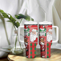 Australian Christmas Tumbler With Handle - Santa Koala Kangaroo and Holiday Cheer - Wonder Print Shop