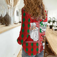 Australian Christmas Women Casual Shirt - Santa Koala Kangaroo and Holiday Cheer - Wonder Print Shop