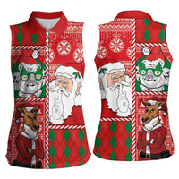 Australian Christmas Women Sleeveless Polo Shirt - Santa Koala Kangaroo and Holiday Cheer - Wonder Print Shop