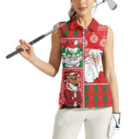 Australian Christmas Women Sleeveless Polo Shirt - Santa Koala Kangaroo and Holiday Cheer - Wonder Print Shop
