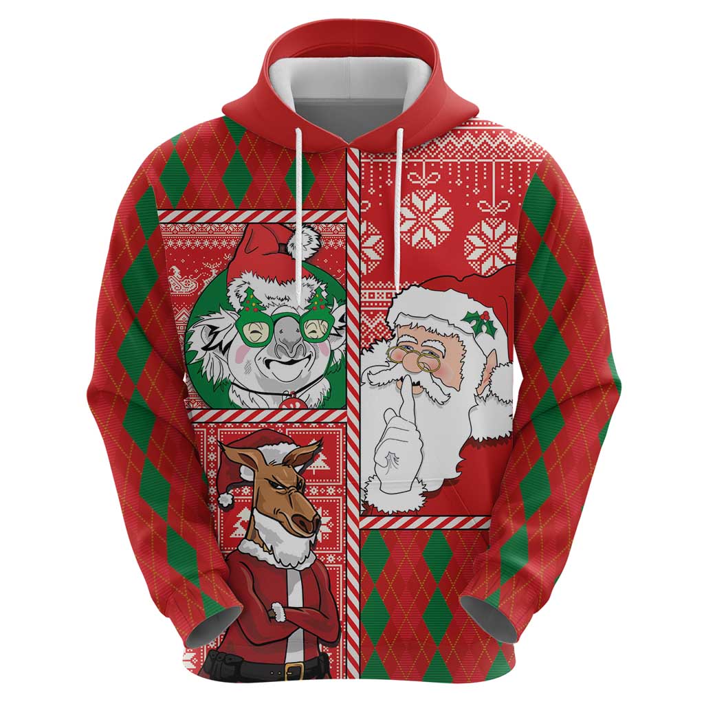 Australian Christmas Zip Hoodie - Santa Koala Kangaroo and Holiday Cheer - Wonder Print Shop