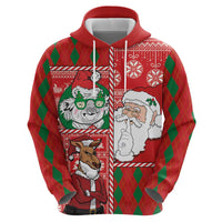 Australian Christmas Zip Hoodie - Santa Koala Kangaroo and Holiday Cheer - Wonder Print Shop