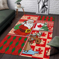 Canadian Christmas Area Rug A Merry Xmas Santa and Funny Moose - Wonder Print Shop